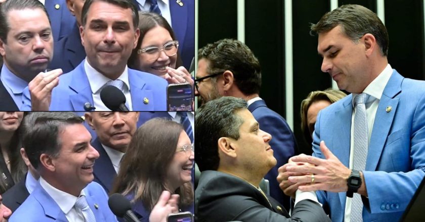Alcolumbre articula com Flávio Bolsonaro, que promove sua candidatura entre os colegas no plenário