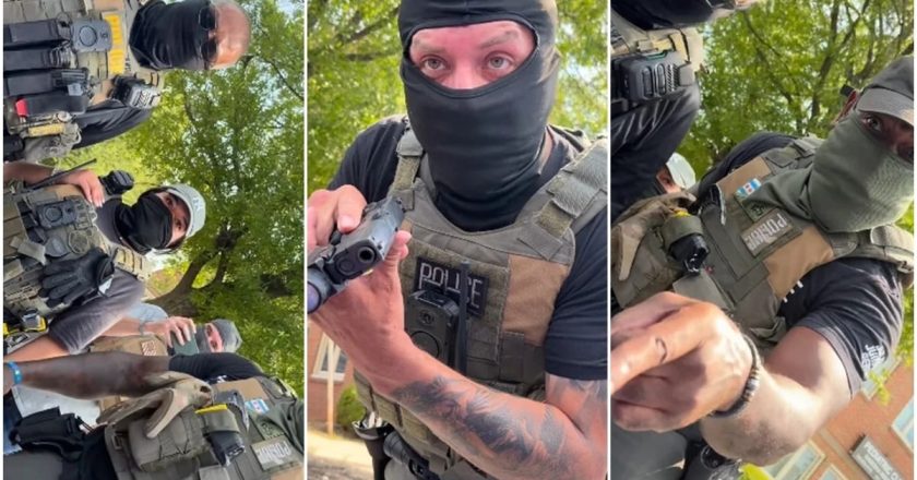 Agente do ICE, encapuzado, ameaça cidadã com arma em vídeo nos EUA
